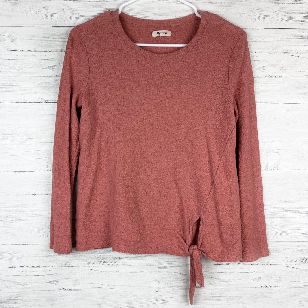 Madewell Pink Long Sleeve Tie Top